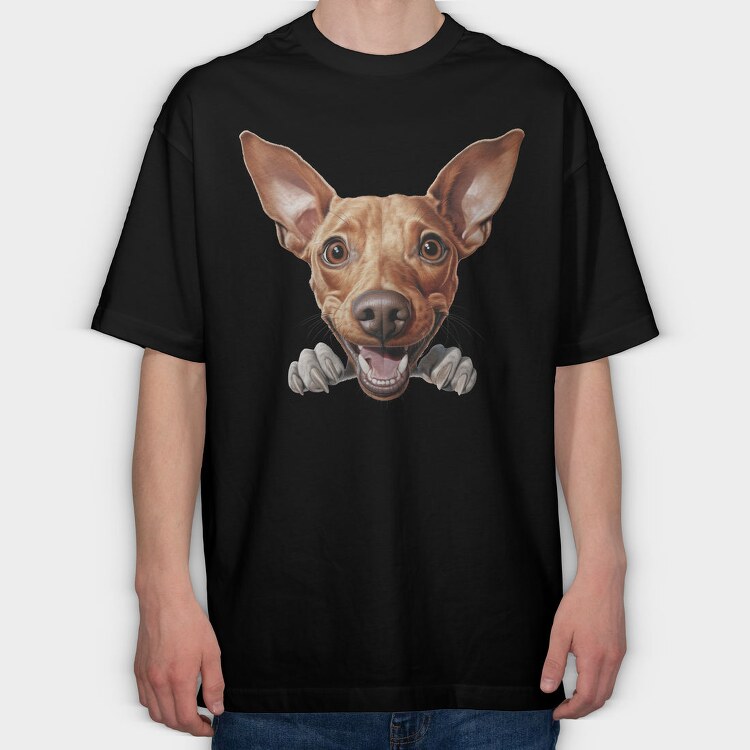 Cirneco Del Ethna Peeking, Tricou Oversize Barbati (Unisex)