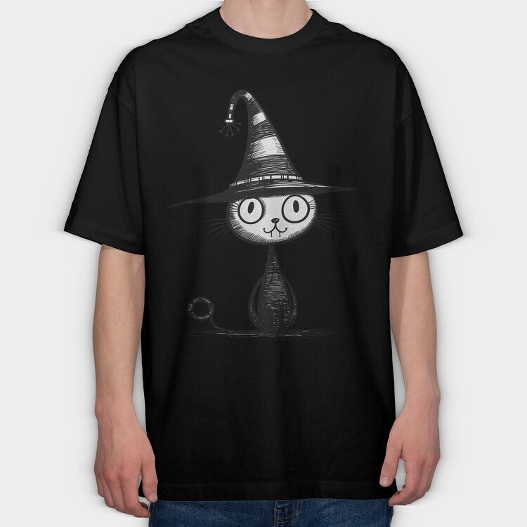 Cat Witch Hat, Tricou Oversize Barbati (Unisex)