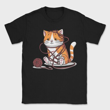 Cat With Yarn, Tricou Barbati (Unisex)