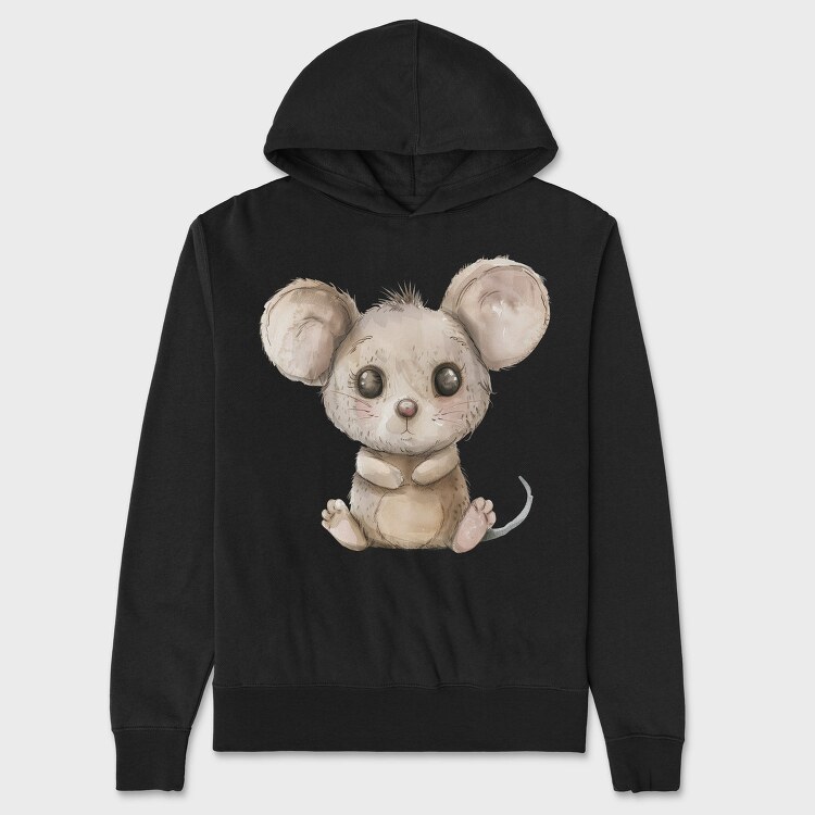 Cute Mouse Sitting, Hanorac Oversize Barbati (Unisex)