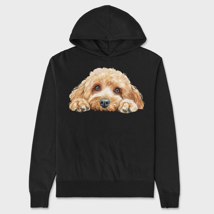 Cockapoo Face Peeking, Hanorac Oversize Barbati (Unisex)