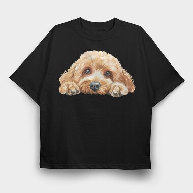 Cockapoo Face Peeking, Tricou Oversize Barbati (Unisex)