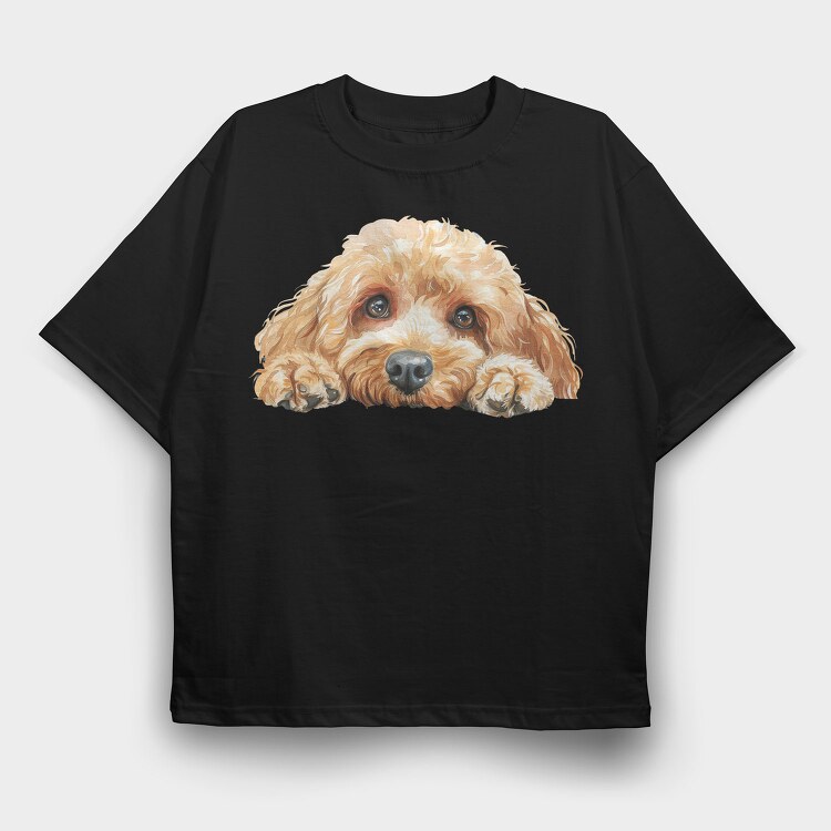 Cockapoo Face Peeking, Tricou Oversize Barbati (Unisex)