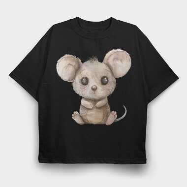 Cute Mouse Sitting, Tricou Oversize Barbati (Unisex)