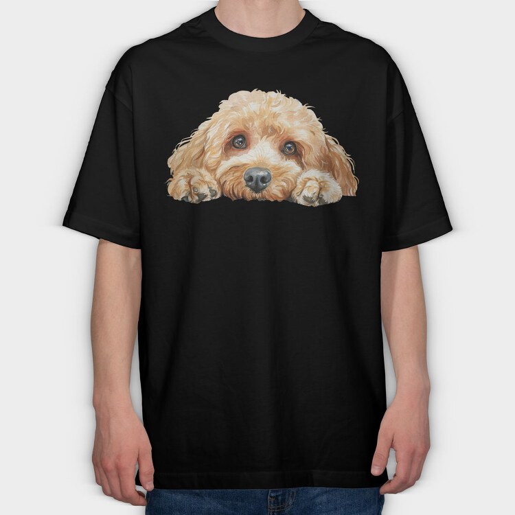 Cockapoo Face Peeking, Tricou Oversize Barbati (Unisex)