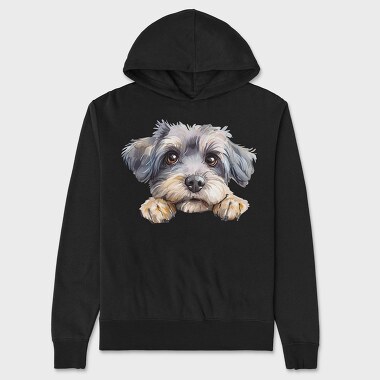 Dandie Dinmont Peeking Face, Hanorac Oversize Barbati (Unisex)