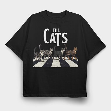 Cats Crosswalk Walkers, Tricou Oversize Barbati (Unisex)