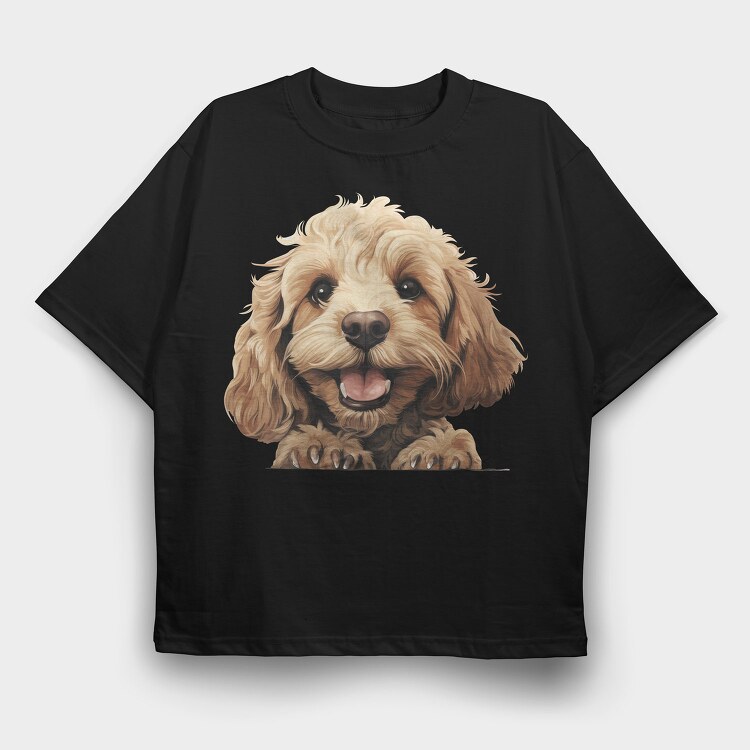 Cockapoo Peeking, Tricou Oversize Barbati (Unisex)