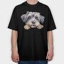 Dandie Dinmont Peeking Face, Tricou Oversize Barbati (Unisex)