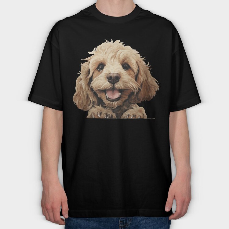 Cockapoo Peeking, Tricou Oversize Barbati (Unisex)