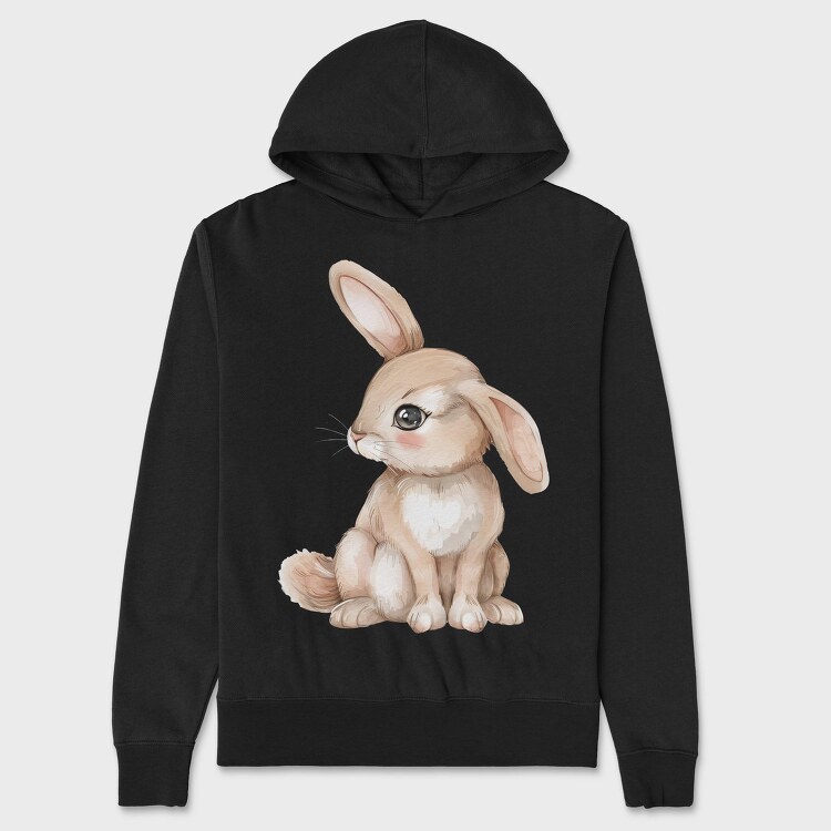 Cute Rabbit Sitting, Hanorac Oversize Barbati (Unisex)