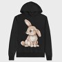 Cute Rabbit Sitting, Hanorac Oversize Barbati (Unisex)