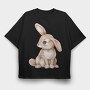 Cute Rabbit Sitting, Tricou Oversize Barbati (Unisex)