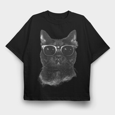 Cat Sunglasses Galaxy, Tricou Oversize Barbati (Unisex)
