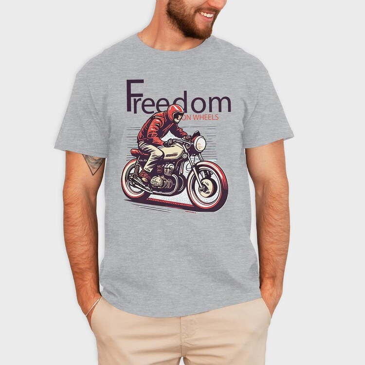 Freedom on Wheels Motorcycle Retro, Tricou Barbati (Unisex)