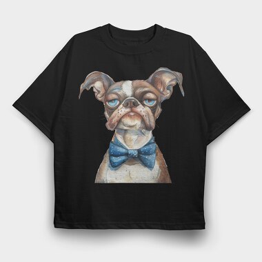 Dapper Dog Bowtie, Tricou Oversize Barbati (Unisex)