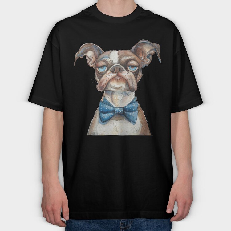 Dapper Dog Bowtie, Tricou Oversize Barbati (Unisex)