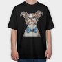 Dapper Dog Bowtie, Tricou Oversize Barbati (Unisex)