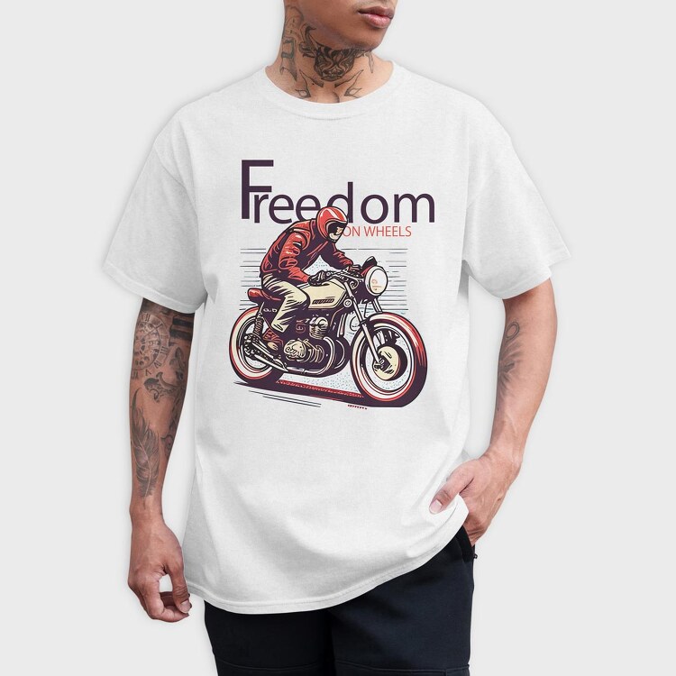 Freedom on Wheels Motorcycle Retro, Tricou Barbati (Unisex)