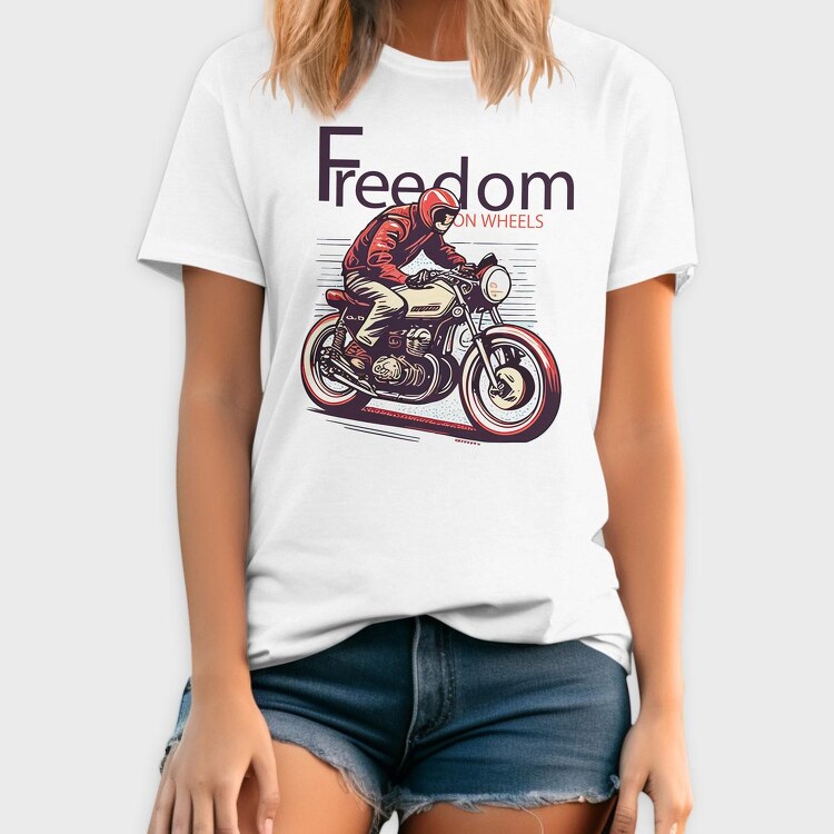 Freedom on Wheels Motorcycle Retro, Tricou Barbati (Unisex)