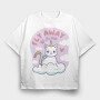 Fly Away With Me Unicorn Cat, Tricou Oversize Barbati (Unisex)