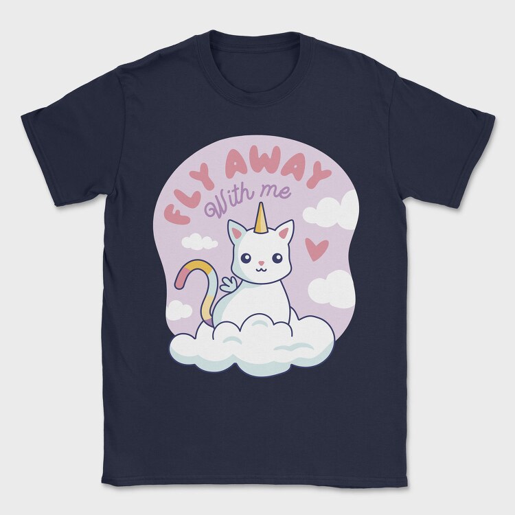 Fly Away With Me Unicorn Cat, Tricou Barbati (Unisex)