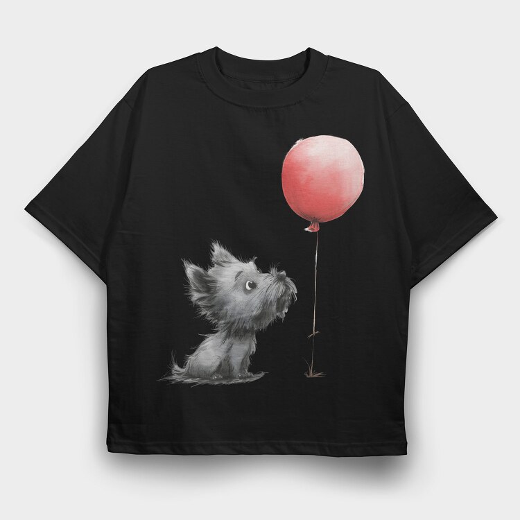 Dog Balloon Heart, Tricou Oversize Barbati (Unisex)