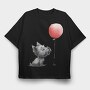 Dog Balloon Heart, Tricou Oversize Barbati (Unisex)