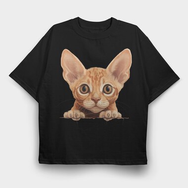 Devon Rex Peeking, Tricou Oversize Barbati (Unisex)