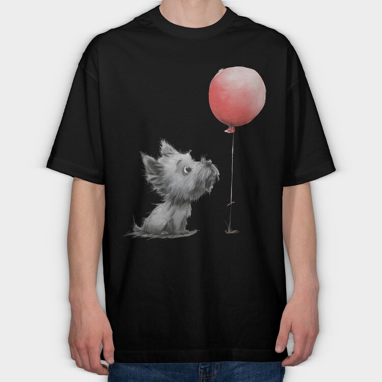 Dog Balloon Heart, Tricou Oversize Barbati (Unisex)