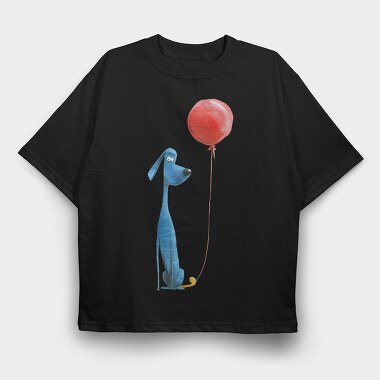 Dog Balloon Red, Tricou Oversize Barbati (Unisex)