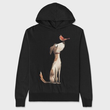 Dog Bird Friendship, Hanorac Oversize Barbati (Unisex)