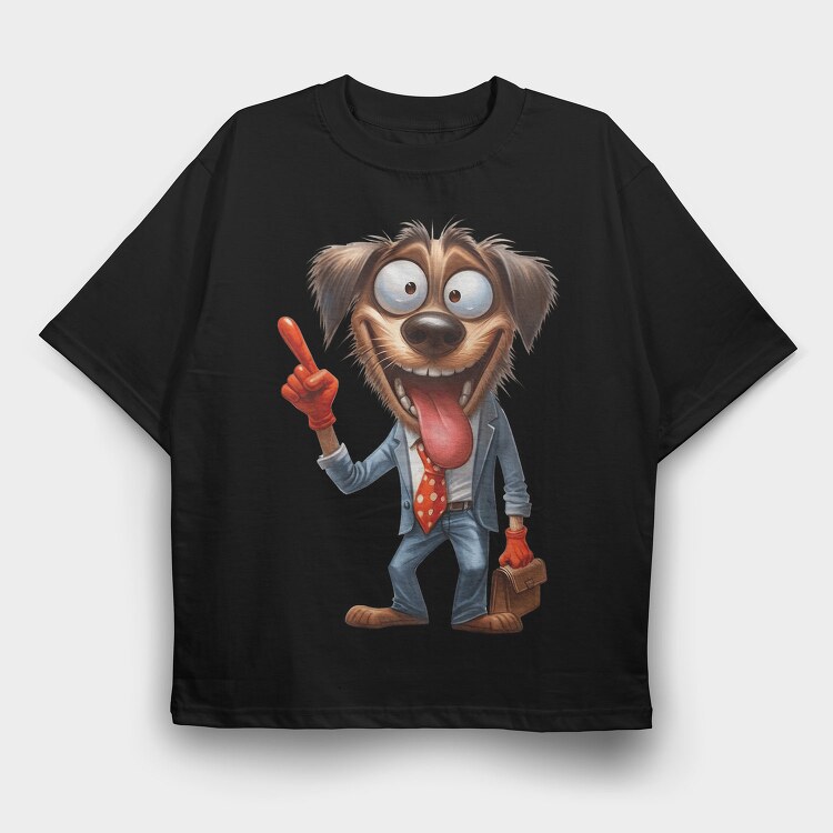Dog Face Suit Tongue, Tricou Oversize Barbati (Unisex)
