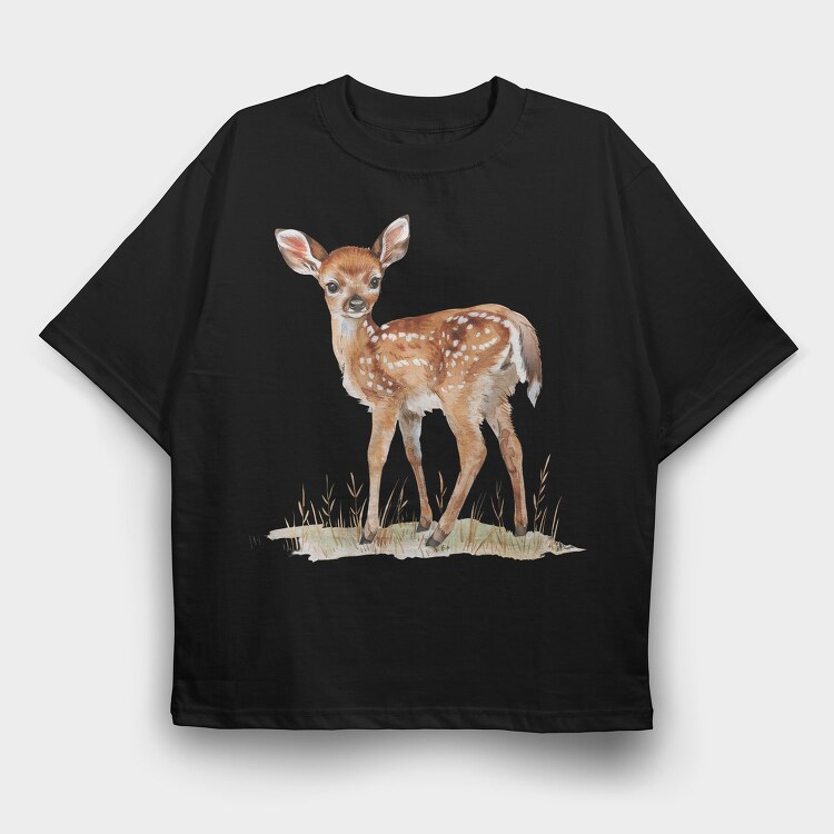 Deer Fawn Cute, Tricou Oversize Barbati (Unisex)