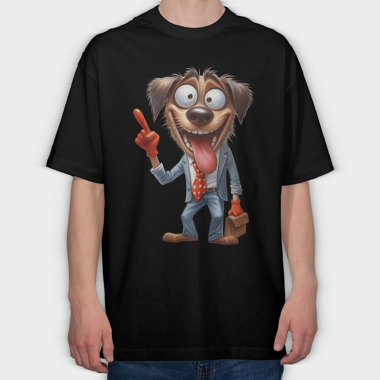 Dog Face Suit Tongue, Tricou Oversize Barbati (Unisex)