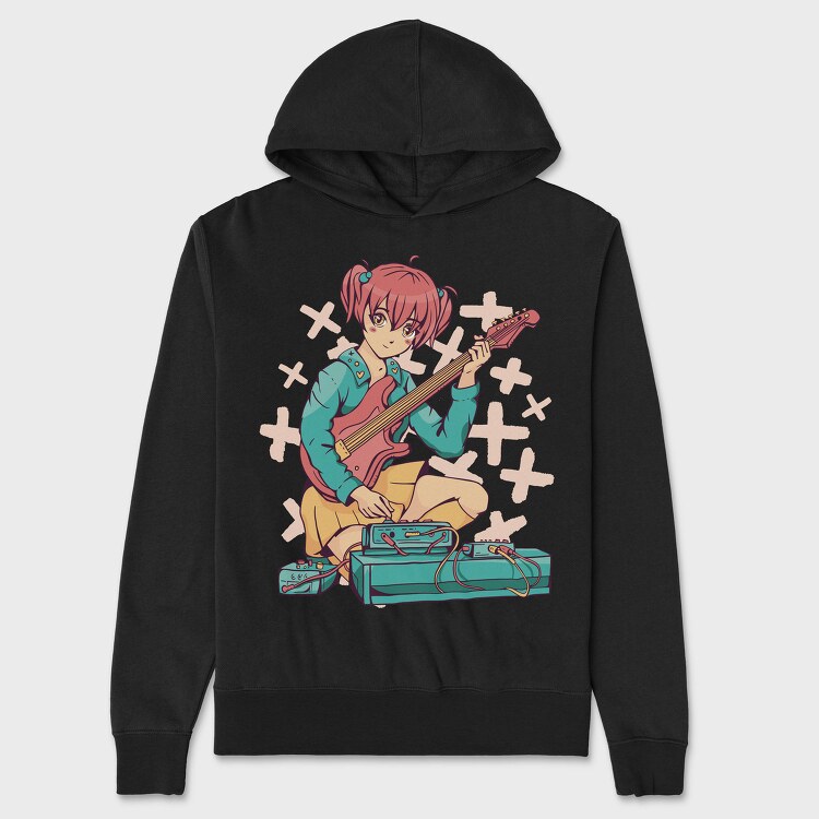 Anime Girl Electric Guitar Pedals, Hanorac Oversize Barbati (Unisex)