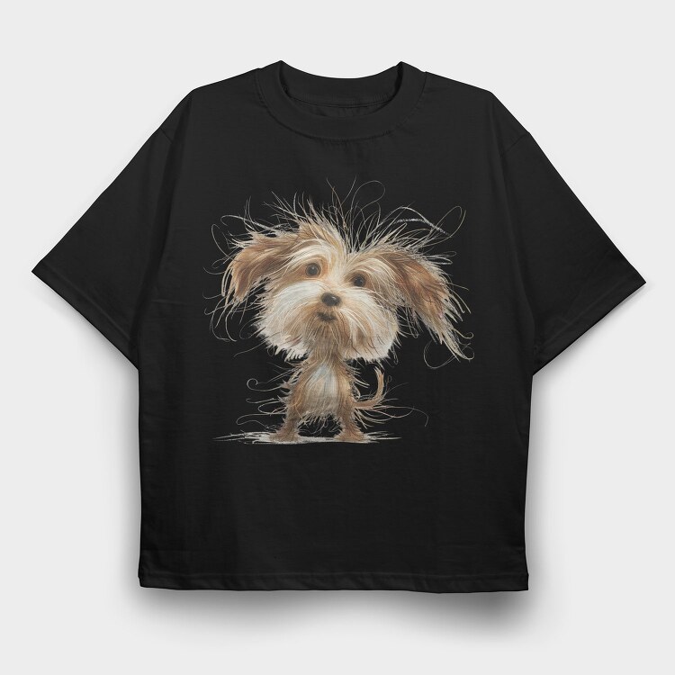 Dog Fuzzy Face, Tricou Oversize Barbati (Unisex)
