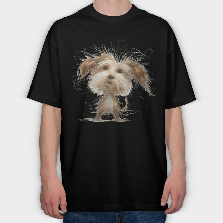 Dog Fuzzy Face, Tricou Oversize Barbati (Unisex)
