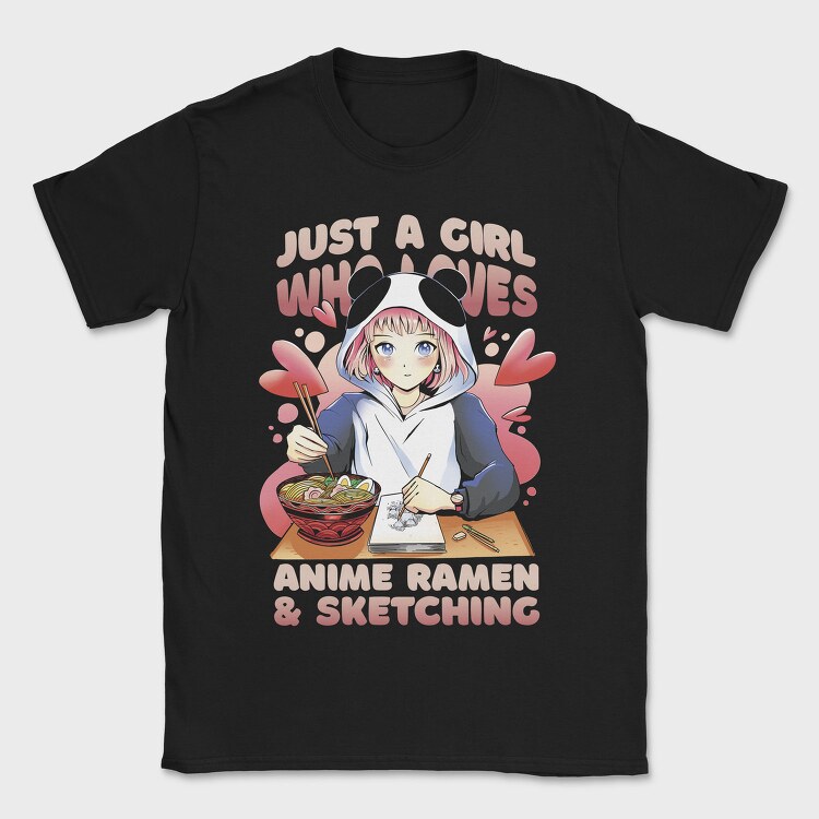 Anime Girl Ramen And Sketching, Tricou Barbati (Unisex)