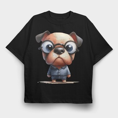 Dog Glasses Suit, Tricou Oversize Barbati (Unisex)