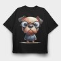 Dog Glasses Suit, Tricou Oversize Barbati (Unisex)
