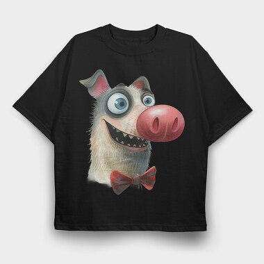 Dog Bowtie Tongue, Tricou Oversize Barbati (Unisex)