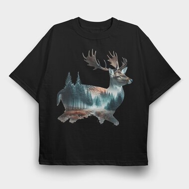 Deer Forest Clipart, Tricou Oversize Barbati (Unisex)