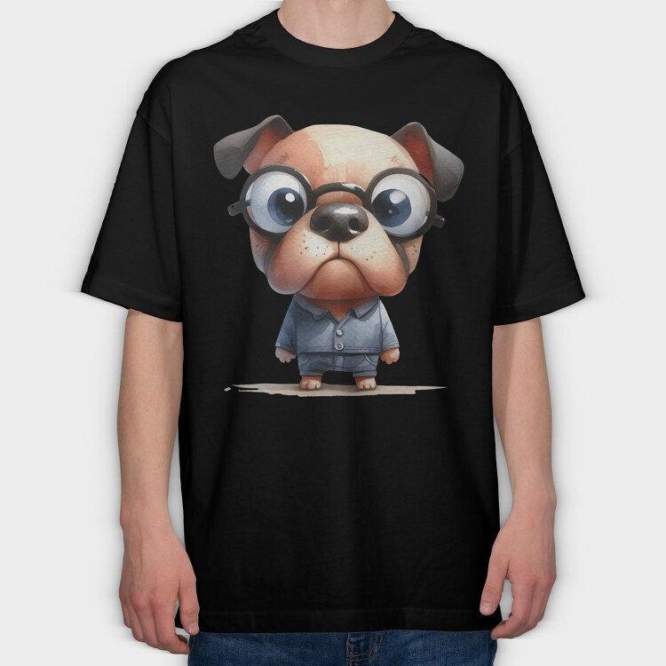 Dog Glasses Suit, Tricou Oversize Barbati (Unisex)