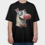 Dog Bowtie Tongue, Tricou Oversize Barbati (Unisex)