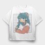 Anime Girl With Cat, Tricou Oversize Barbati (Unisex)