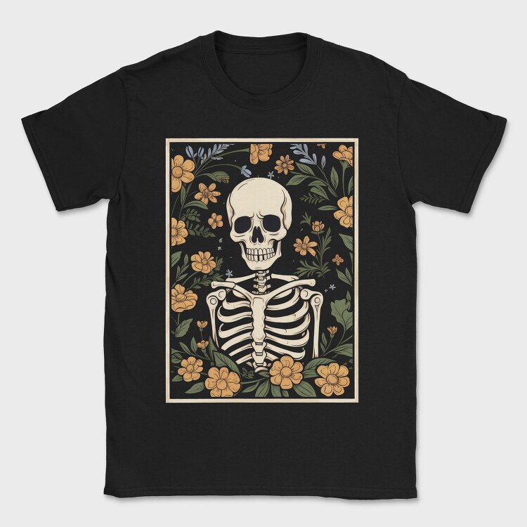 Floral Skeleton, Tricou Barbati (Unisex)