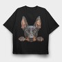 Doberman Peeking Face, Tricou Oversize Barbati (Unisex)