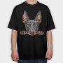 Doberman Peeking Face, Tricou Oversize Barbati (Unisex)