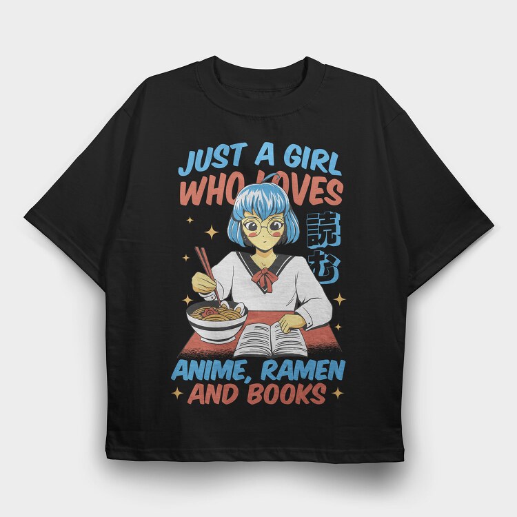 Anime Ramen And Book Lover, Tricou Oversize Barbati (Unisex)